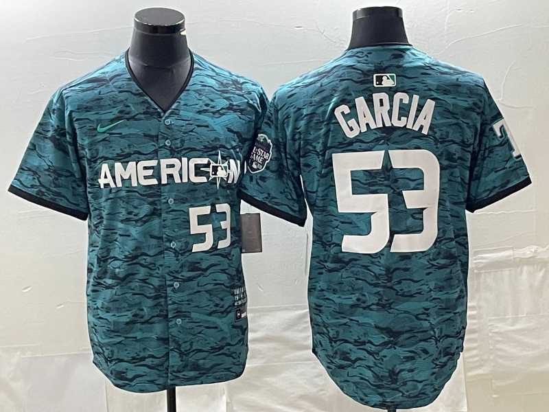 Mens Texas Rangers #53 Adolis Garcia Number Teal 2023 All Star Stitched Baseball Jersey->texas rangers->MLB Jersey